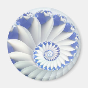 Mooi blauw en wit Zee Shell Fine Fractal Art Magneet
