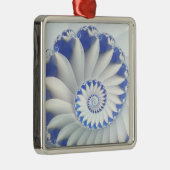 Mooi blauw en wit Zee Shell Fine Fractal Art Metalen Ornament (Rechts)