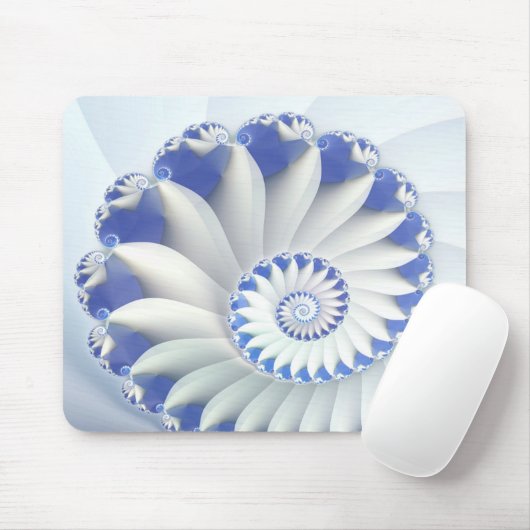 Mooi blauw en wit Zee Shell Fine Fractal Art Muismat (Met muis)