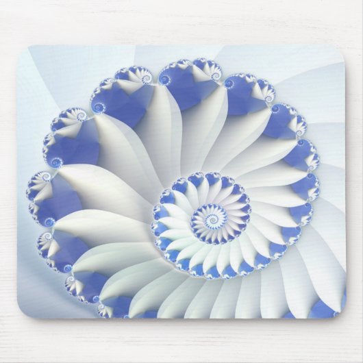 Mooi blauw en wit Zee Shell Fine Fractal Art Muismat (Voorkant)