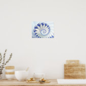 Mooi blauw en wit Zee Shell Fine Fractal Art Poster (Keuken)
