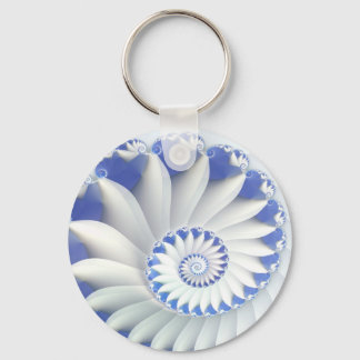 Mooi blauw en wit Zee Shell Fine Fractal Art Sleutelhanger