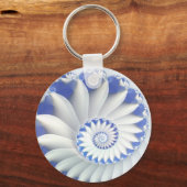 Mooi blauw en wit Zee Shell Fine Fractal Art Sleutelhanger (Voorkant)