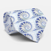 Mooi blauw en wit Zee Shell Fine Fractal Art Stropdas (Opgerold)
