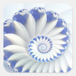 Mooi blauw en wit Zee Shell Fine Fractal Art Vierkante Sticker
