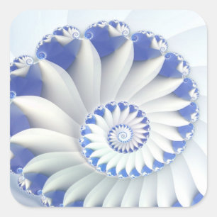 Mooi blauw en wit Zee Shell Fine Fractal Art Vierkante Sticker