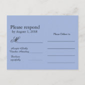 Mooi Blauw en Zwart Faux Lace RSVP Uitnodiging Briefkaart (Achterkant)