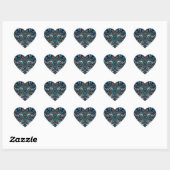 Mooi blauw en zwart inlay ontwerp hart sticker (Vel)