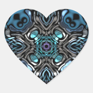 Mooi blauw en zwart inlay ontwerp hart sticker