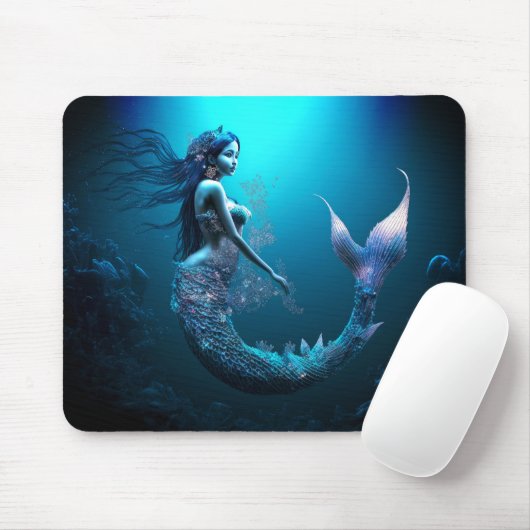 Mooi blauw Fantasy Mermaid Muismat (Met muis)