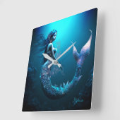Mooi blauw Fantasy Mermaid Vierkante Klok (Hoek)