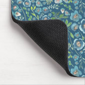 Mooi blauw Floral Patroon Muismat (Hoek)