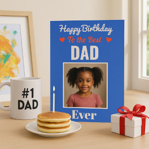 Mooi Blauw Foto Verjaardag voor Papa van Kind Kaart