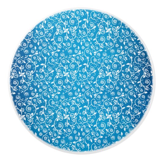 Mooi blauw geometrisch patroon keramische knop (Voorkant)