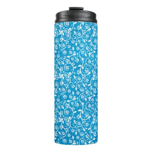 Mooi blauw geometrisch patroon thermosbeker (Voorkant)