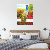 Mooi Blauw Groen Peacock Foto Modern Stijlvol Canvas Afdruk (Insitu (Slaapkamer))