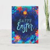 Mooi Blauw Hart Inspirivity Gelukkig Pasen Kaart (Voorkant)