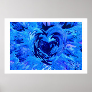 Mooi blauw hart poster