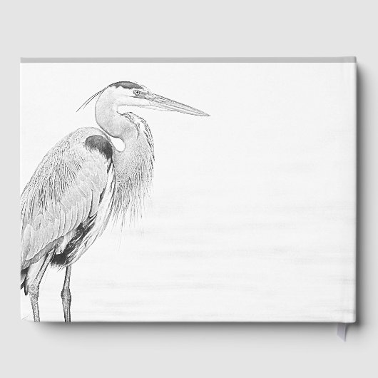 Mooi blauw heron waterbaden bruiloft gastenboek (Achterkant)