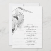 Mooi blauw heron waterbaden bruiloft kaart (Voorkant)