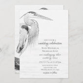 Mooi blauw heron waterbaden bruiloft kaart (Voorkant / Achterkant)