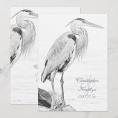 Mooi blauw heron waterbaden bruiloft kaart (Voorkant / Achterkant)