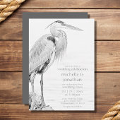 Mooi blauw heron waterbaden bruiloft kaart