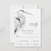 Mooi blauw heron waterbaden bruiloft RSVP kaartje (Voorkant)