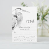 Mooi blauw heron waterbaden bruiloft RSVP kaartje (Staand voorkant)