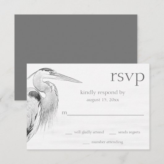 Mooi blauw heron waterbaden bruiloft RSVP kaartje (Voorkant / Achterkant)