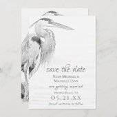 Mooi blauw heron waterbaden bruiloft save the date (Voorkant / Achterkant)