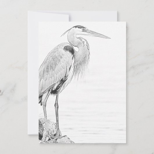 Mooi blauw heron waterbaden bruiloft save the date (Achterkant)