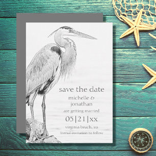 Mooi blauw heron waterbaden bruiloft save the date