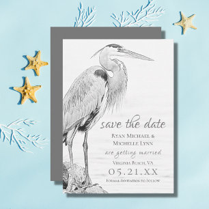 Mooi blauw heron waterbaden bruiloft save the date