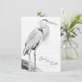 Mooi blauw heron waterbaden bruiloft save the date (Staand voorkant)