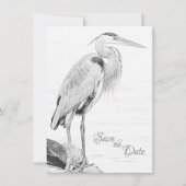 Mooi blauw heron waterbaden bruiloft save the date (Voorkant)