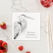 Mooi blauw heron waterbaden bruiloft servet (Insitu)