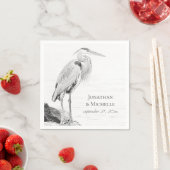 Mooi blauw heron waterbaden bruiloft servet (Insitu)