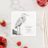 Mooi blauw heron waterbaden bruiloft servet (Insitu)