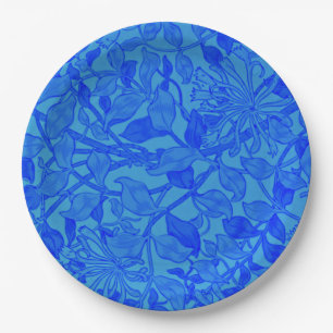 Mooi blauw Honeysuckle-patroon Papieren Bordje