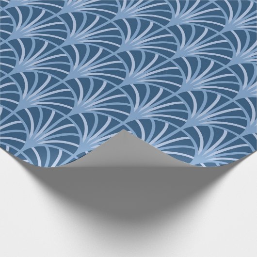 Mooi blauw  Japans ventilatorpatroon Cadeaupapier (Hoek)