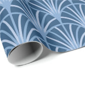 Mooi blauw  Japans ventilatorpatroon Cadeaupapier (Rol Hoek)