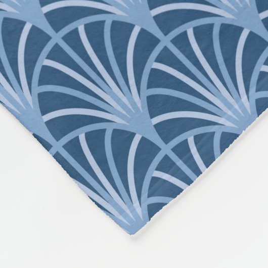 Mooi blauw  Japans ventilatorpatroon Fleece Deken (Hoek)