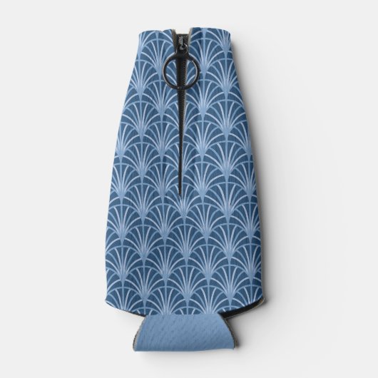 Mooi blauw  Japans ventilatorpatroon Flesjeskoeler (Achterkant)