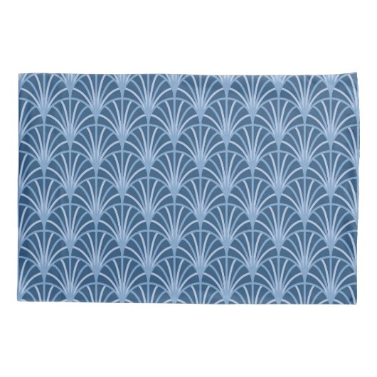 Mooi blauw Japans ventilatorpatroon Kussensloop (Achterkant-Links)