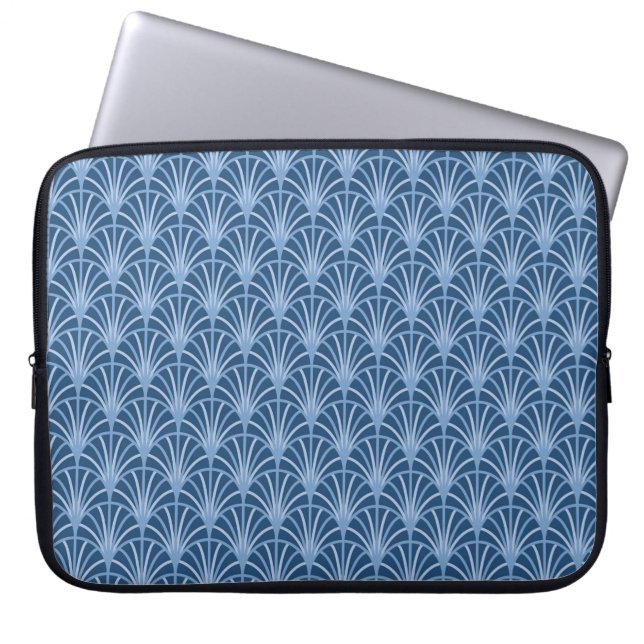 Mooi blauw  Japans ventilatorpatroon Laptop Sleeve (Voorkant)