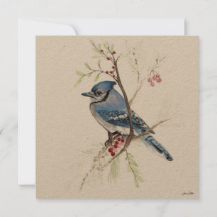 Mooi blauw jay schilderen kaart