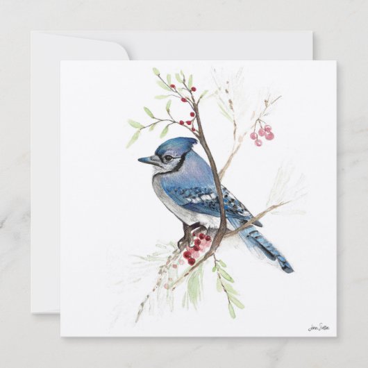 Mooi blauw jay schilderen kaart (Voorkant)