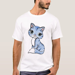Mooi blauw kat t-shirt