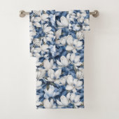 Mooi blauw Magnolia Bad Handdoek (Insitu)